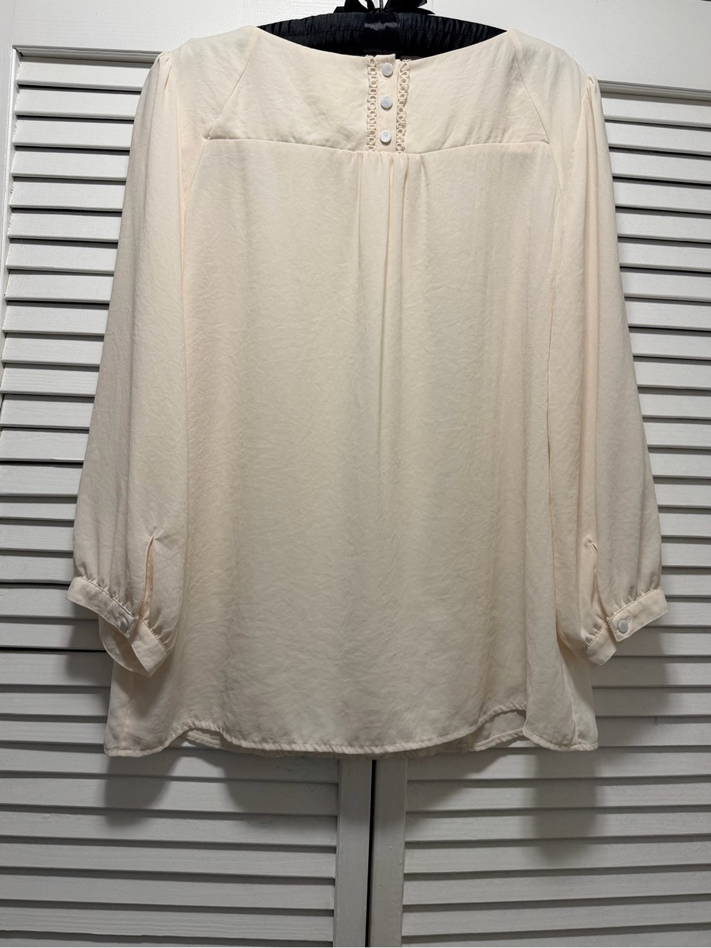 Maje Cream Lace-Front Long Sleeve Blouse - Picture 3 of 15